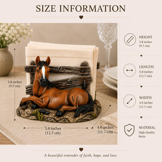 Comfy Hour 5 x 4.6 Inch Western Napkin Holder, Horse Table Decor
