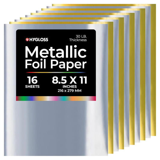 Hygloss Metallic Paper - 8.5" X 11", 8 Gold & 8 Silver - 16 Sheets