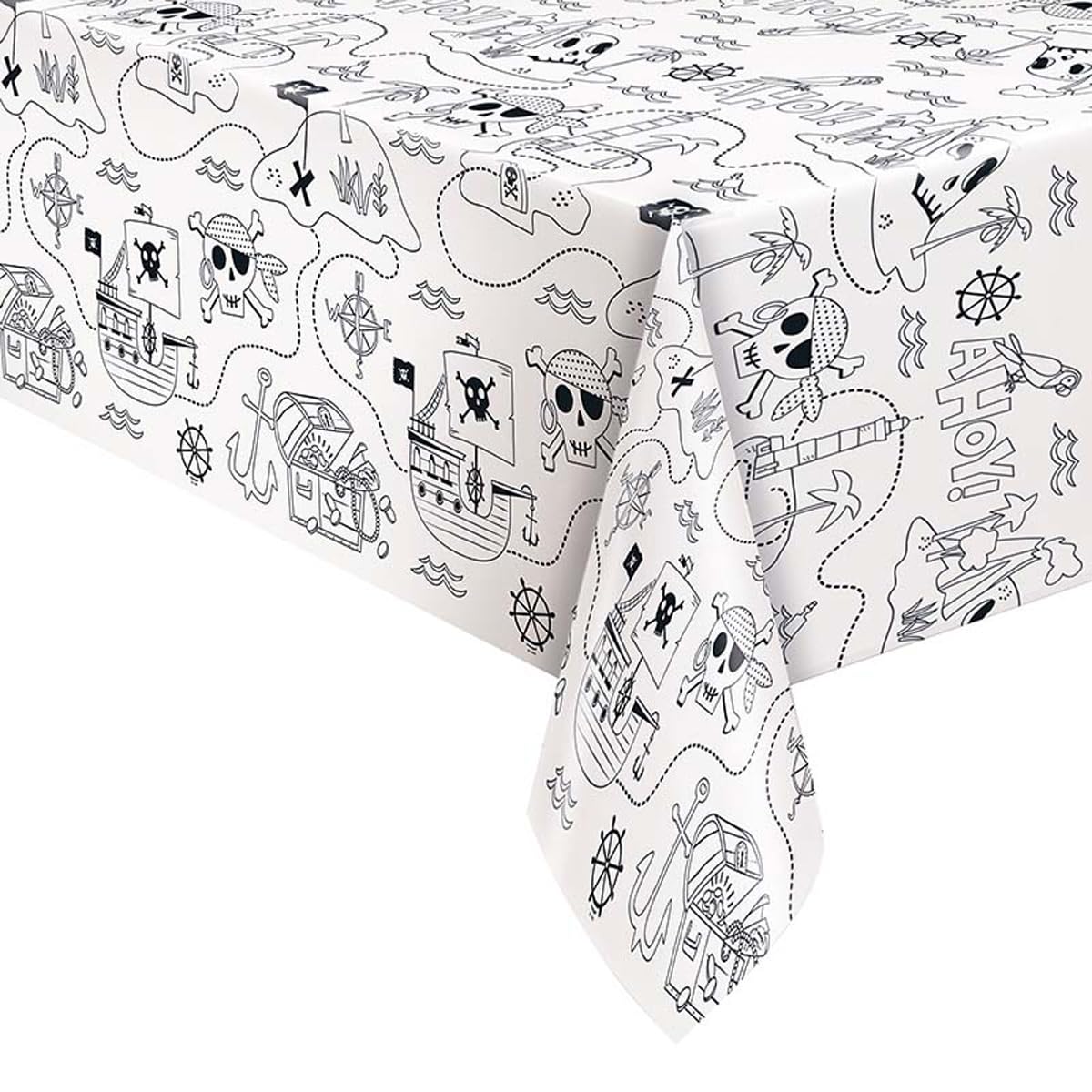 Unique Industries "Ahoy!" Pirate Coloring Paper Tablecover - 1 Pc