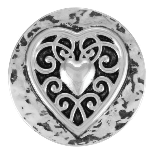 TGB Brands Ginger Snaps Vintage Heart Charm Accessory | Interchangeable & Adjustable Snap Jewelry Collection | Button Charms for Necklaces Bracelets | Standard Size | SN01-01