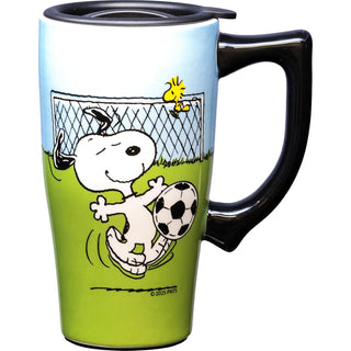 Spoontiques Drinking Cup, 18 Ounces, Snoopy Soccer