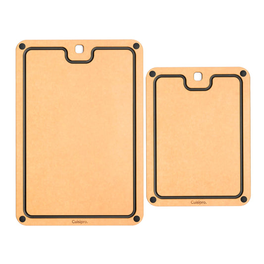 Cuisipro Set of 2 Fibre Wood Silicone Feet, 16 x 11 x 0.25inch Cutting Board, Natural/Slate