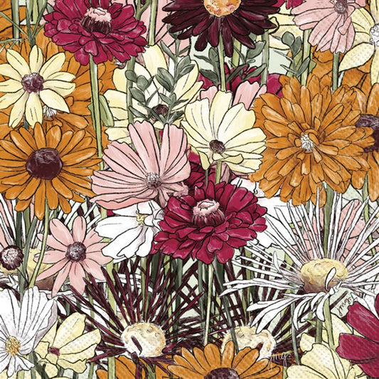 Boston International IHR Floral Fall Autumn Thanksgiving 3-Ply Paper Napkins, 20-Count Lunch Size, Blooming Garden