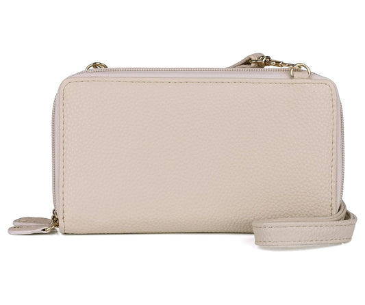 JYS Enterprise Julia Buxton Pebble RFID Ultimate Double Zip Organizer¬Æ White Pepper