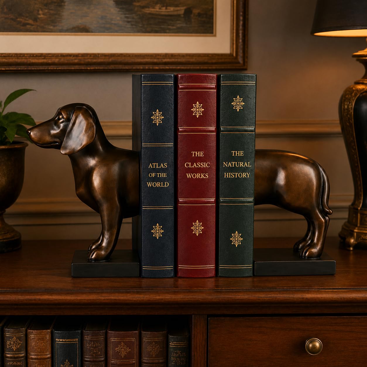 Comfy Hour Farmhouse Home Decor Collection 12" Length 9" Height Set of 2 Dachshund Dog Bookends Art Bookend, 1 Pair, Solid Heavy Weight, Polyresin