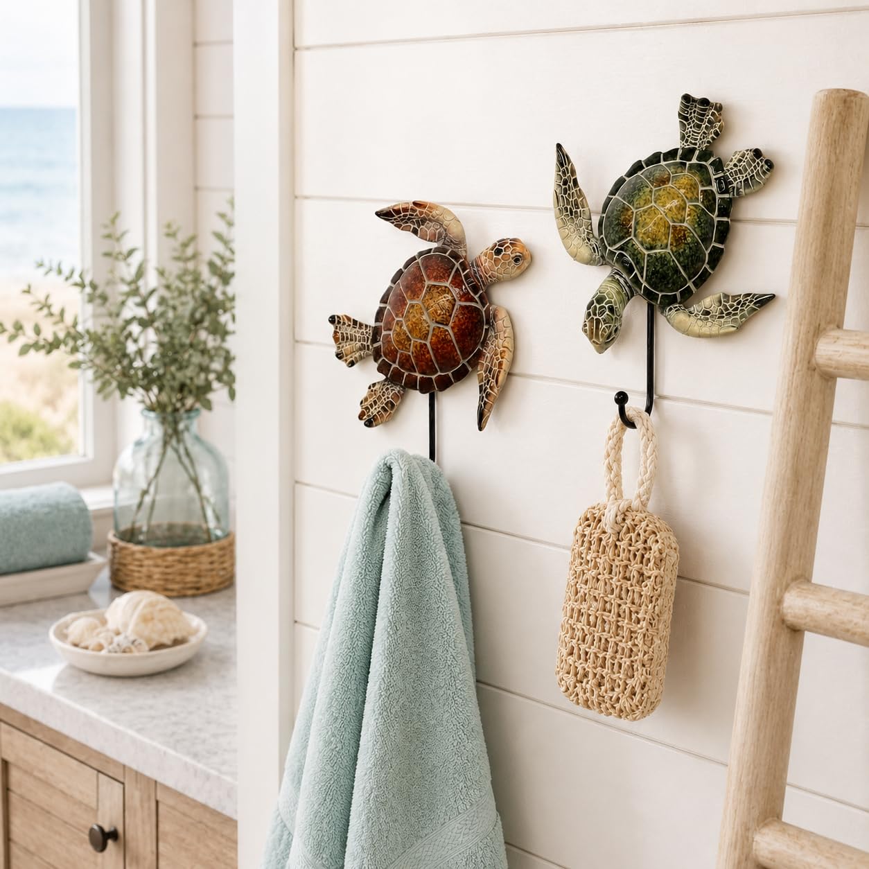 Comfy Hour Ocean Voyage with Sea Turtles Collection 5" Set Turtle Coastal Ocean Theme Decorative Wall Hanger, Polyresin