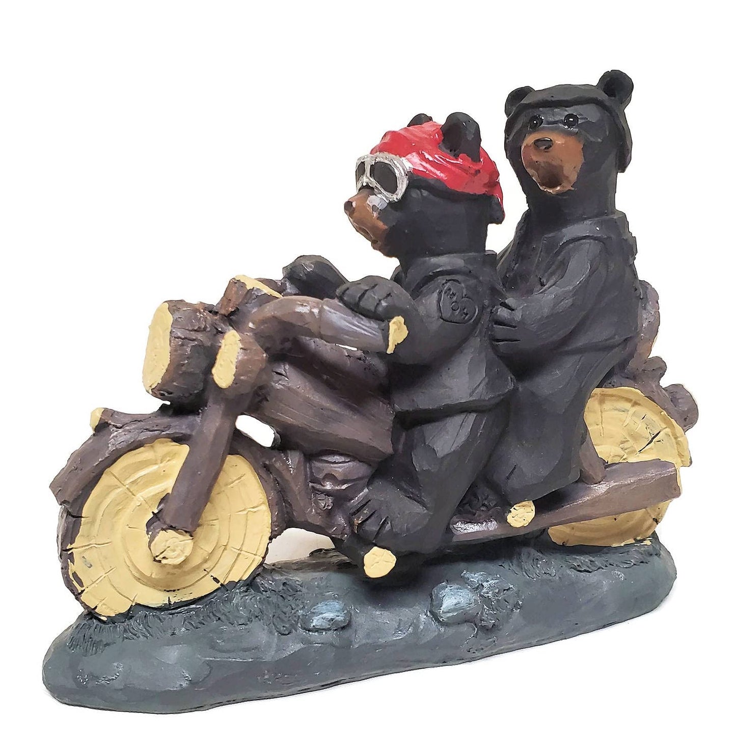 Lipco Black Bear Motorcycle Biker Couple Figurine