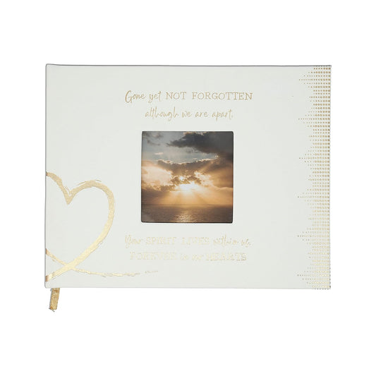 Pavilion Gift Company Gone Yet Not Forgotten Although We are Apart Your Spirit Lives Within Us Forever in Our Hearts 60 Page Memorial Guest Book with Picture Frame, Gold