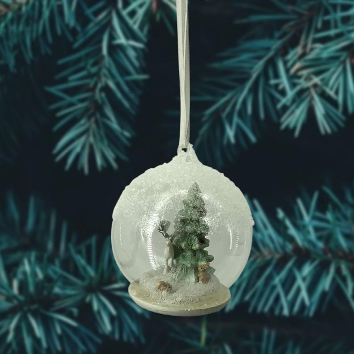 Comfy Hour Winter Holiday Home Collection Home Set 6 Reindeer Christmas Tree House Gift Basket On Sledge Glass Ball Christmas Ornaments, Christmas Party Dcor