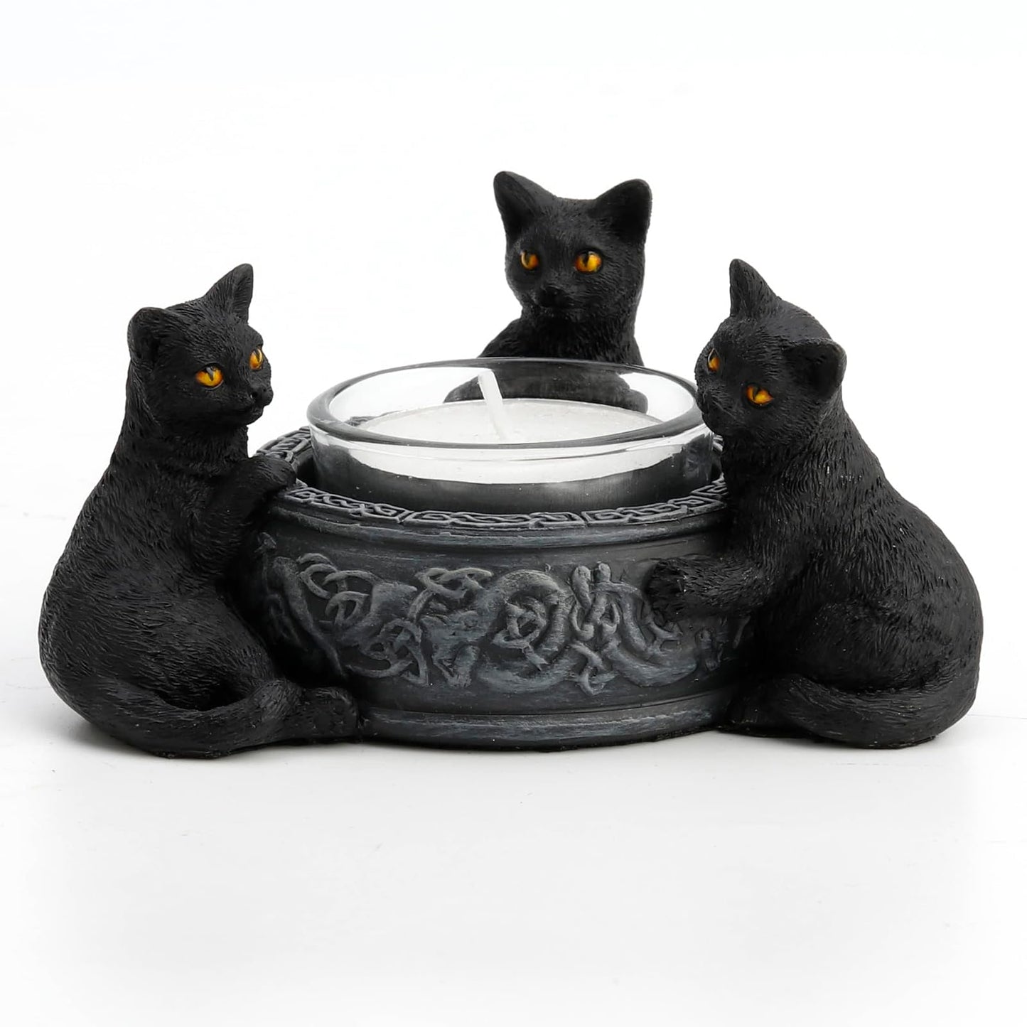 Unicorn Studio Veronese Design 2 Inch Black Cats Candle Tea Light Holder Resin Hand Painted Figurine