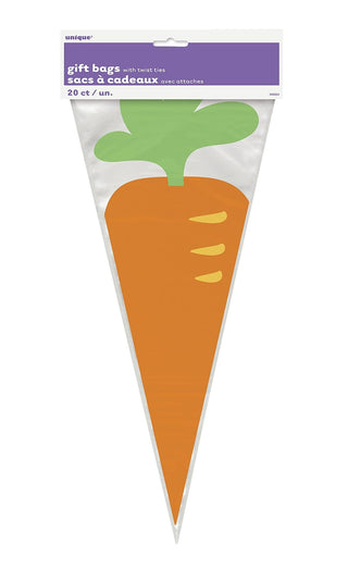 Unique Industries Unique Carrot Cone Cellophane Bags, 11", Clear