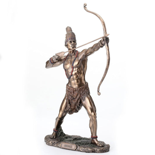 Unicorn Studio Resin Statues Bronzed Finish Ochosi Divine Hunter Orisha Statue 7.5 X 11.5 X 3 Inches Bronze