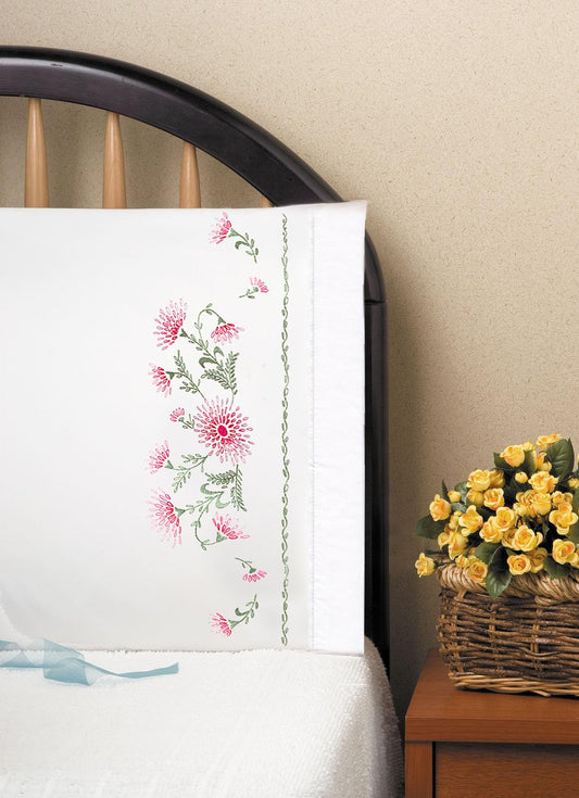 Design Works Crafts Tobin Stamped Pillowcase Pair for Embroidery, 20 by 30-Inch, Gloriosa (23093)