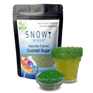 Ultimate Baker Snowy River Green Cocktail Sugar - Kosher Certified Naturally Colored Green Cocktail Rimmer (4oz, Medium Crystal)