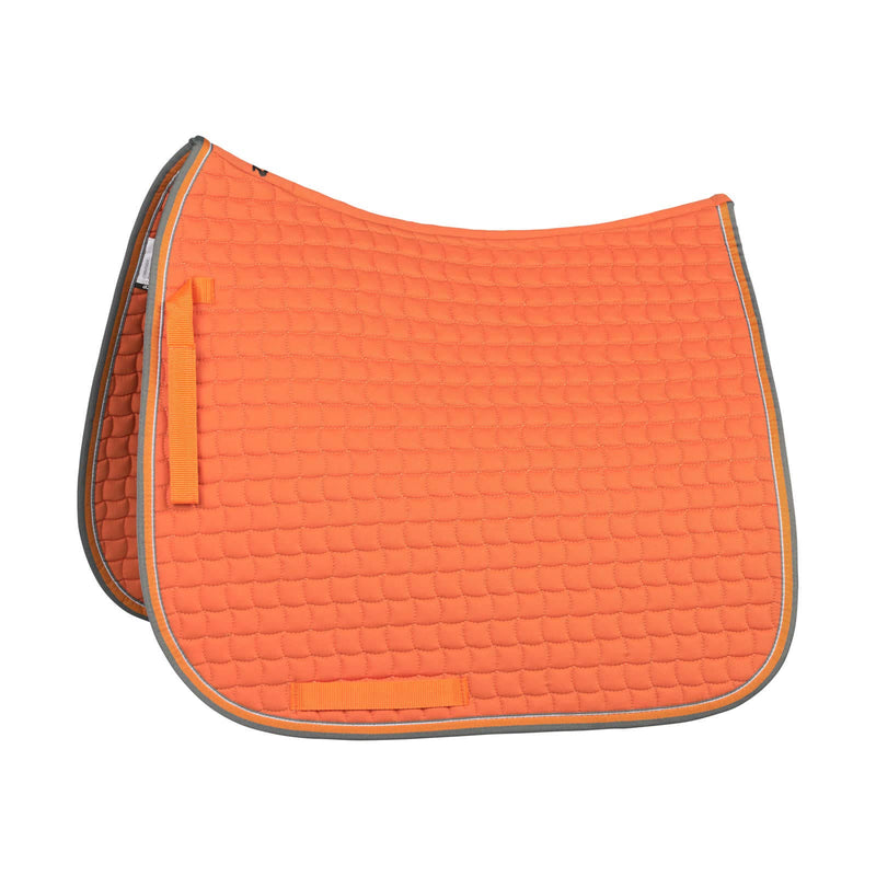 HORZE Adepto Quilted Quick-Dry Dressage Saddle Pad for Horses with Two-Tone Trim - Coral Gold - Horse