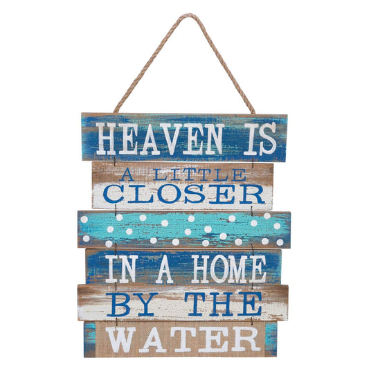 Beachcombers Heaven is a Little Closer in a Home By the Water Wood Wall Plaque Beach Nautical Decor