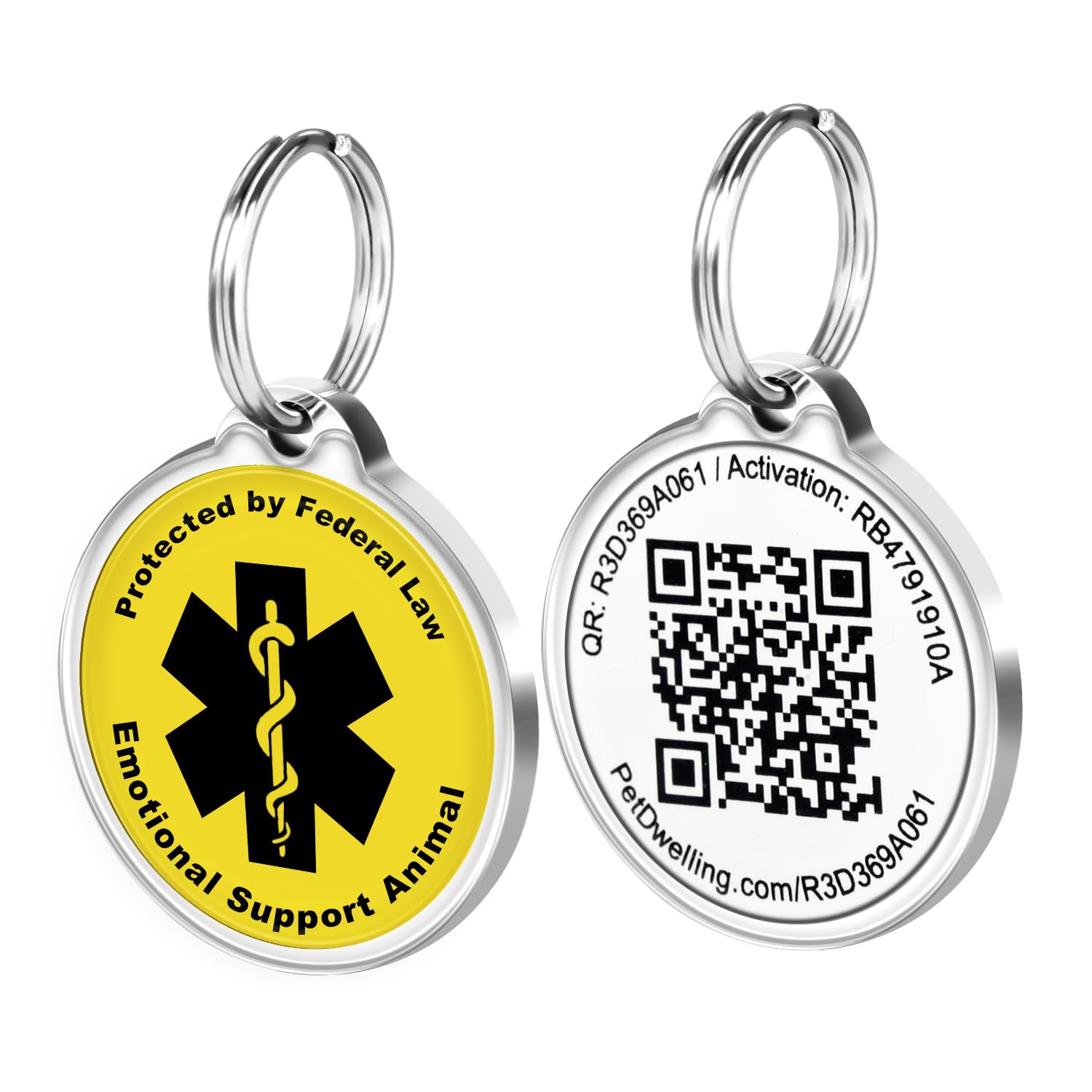 Pet Dwelling QR Code Emotional Support Animal Tag-ESA ID Tag-Dog Tags-Cat Tags-Online Pet Profile-Instant Email Alert of QR Tag Scanned GPS Location (Yellow)