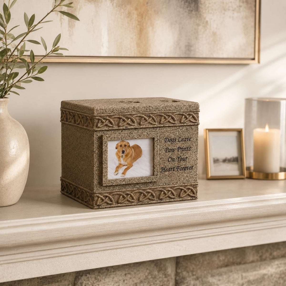 Comfy Hour 6 Inch Pet Urn for Dogs Ashes, Photo Frame Memorial