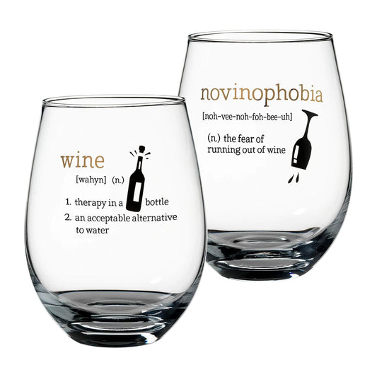 Blue Sky Clayworks Lillian Rose Stemless Wine Definitions Glasses Set of 2