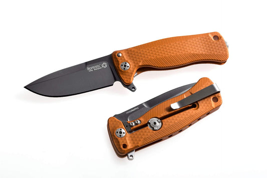 Lion Steel SR22A Sleipner Frame Lock Folding Pocket Knife - Machined Aluminum Handle, IKBS Ball Bearing System, Dual Carry Clip (Orange Handle, Black Blade), one Size