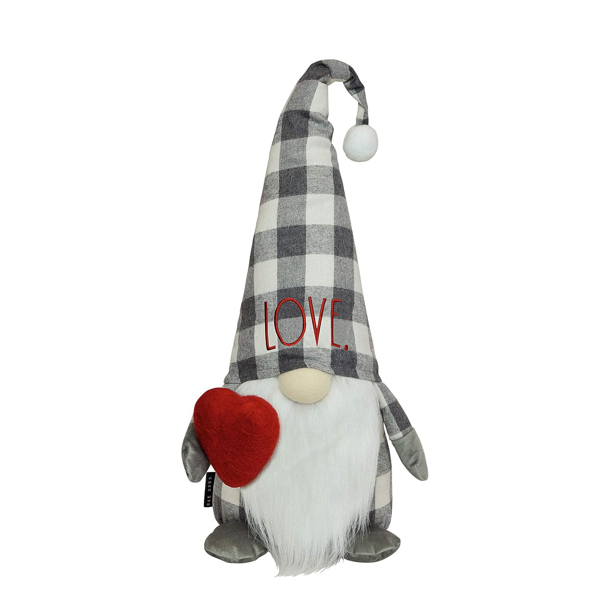 Rae Dunn Figurine, 19.25" x 7" x 5.25", Grey & White Checkers - Love