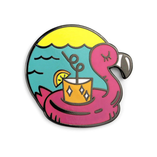 BADGE BOMB Flamingo Floatie Enamel Pin