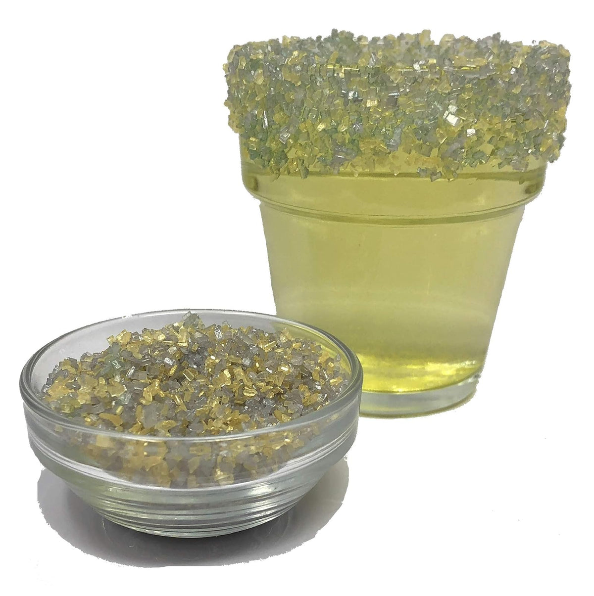 Ultimate Baker Snowy River Jewels Cocktail Sugar - All Natural Kosher Gold and Silver Cocktail Rimmer (4oz, Jewels)