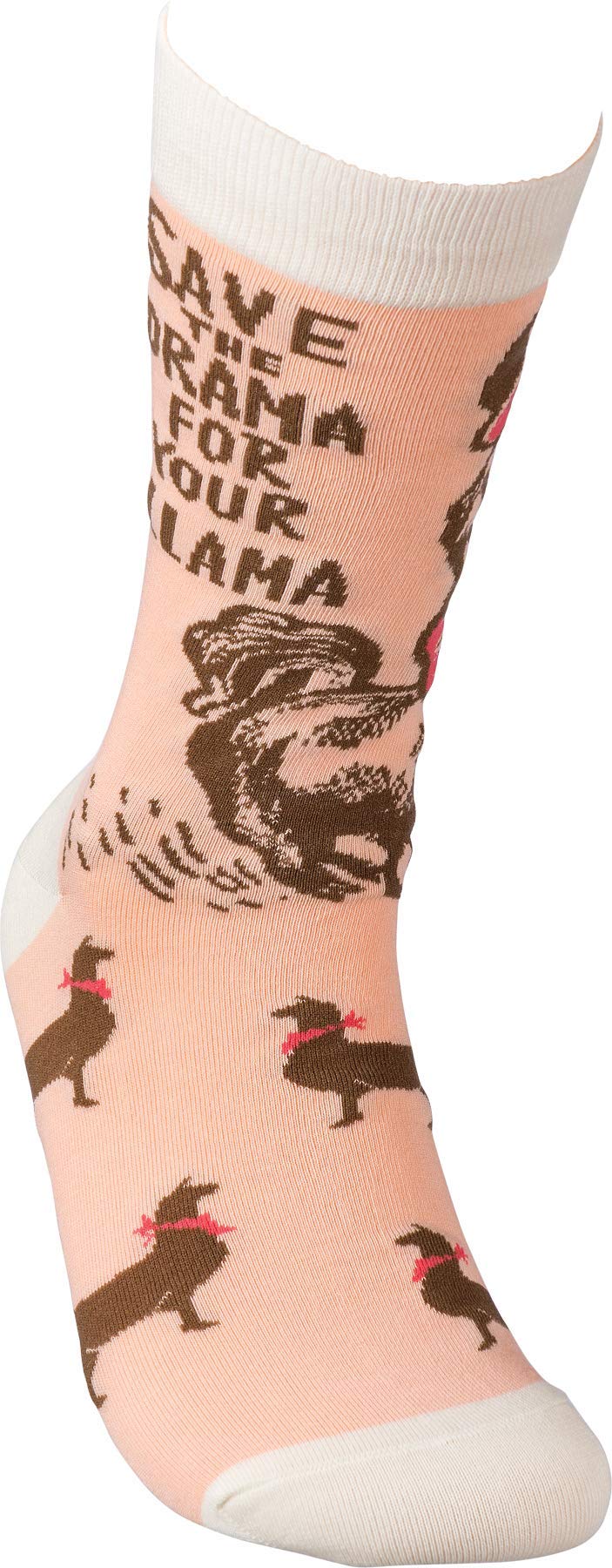 Primitives by Kathy Socks Funny Humorous &quot;Save the Drama for your Llama&quot; Pink Unisex Adult - One size fits most