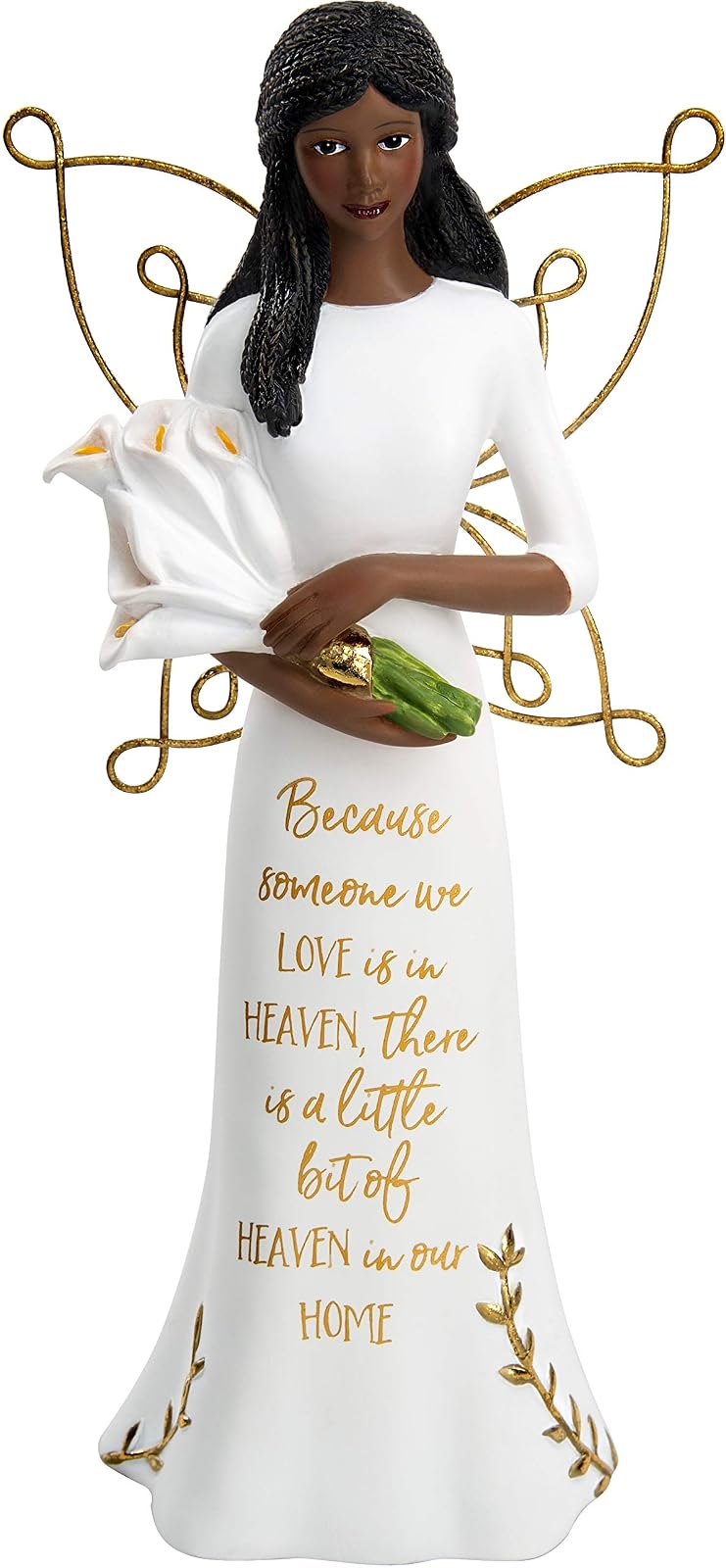 Pavilion Gift Company Pavilion - Because Someone We Love is in Heaven - 7.5 Inch Collectible in Memory Ebony Angel Figurine, White