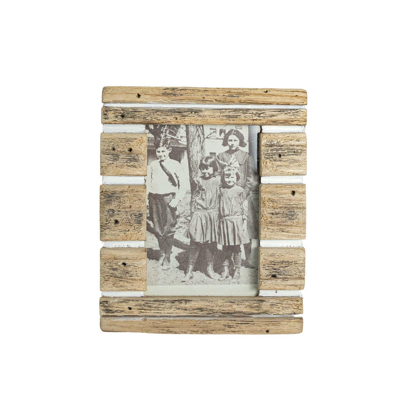 Foreside Home & Garden 4x6 Inch Striped Driftwood Picture Frame Wood, MDF & Glass