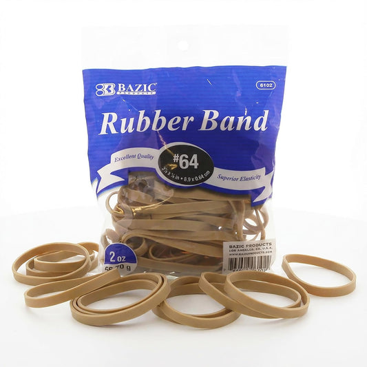 BAZIC 2 Oz./ 56.70g #64 Rubber Bands - Large Trash Can Elastic Band for Office Bank Supply Garbage Cans File Folders Litter Box, for File Folders Bank Paper Bills Money, General Purpose, 1-Pack