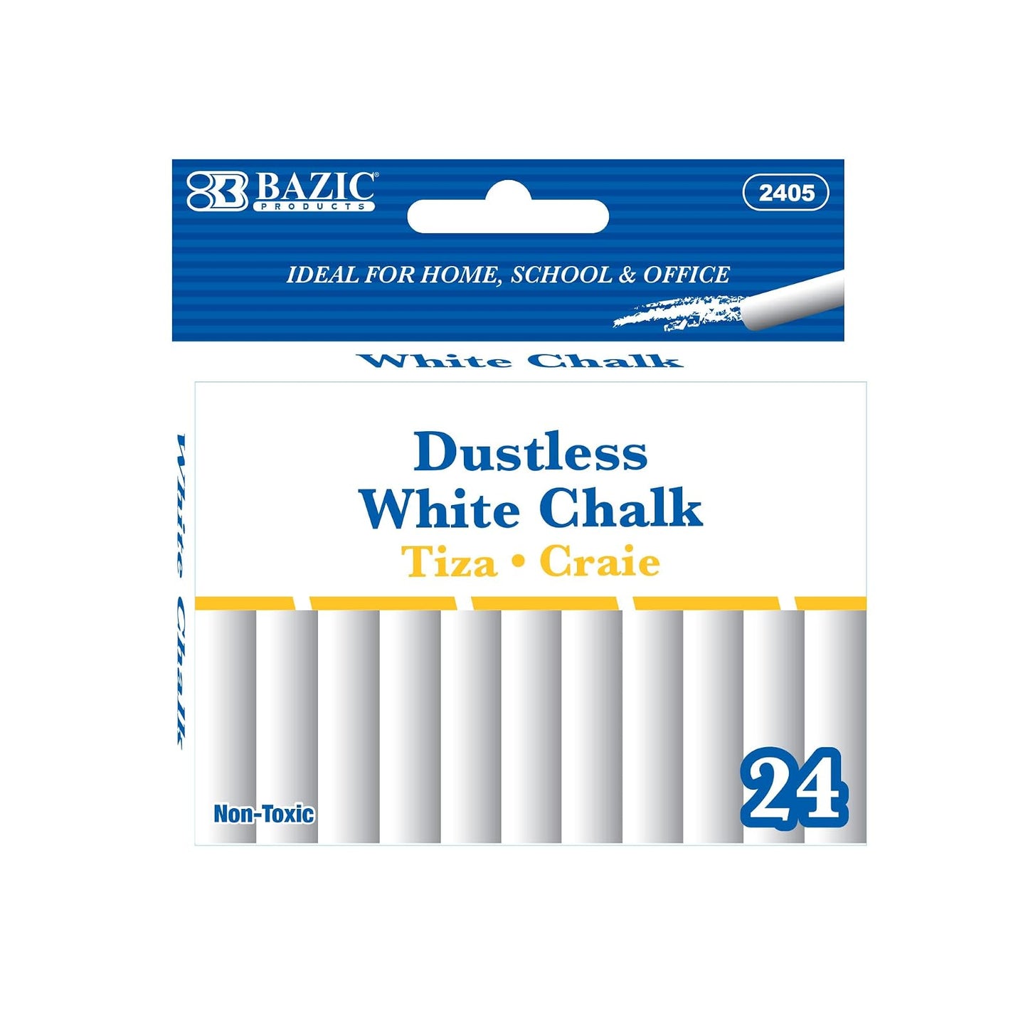 BAZIC White Chalk, Standard Size Blackboard Chalkboard Chalks, Great Game Activity for Kids, Art Teacher Office Classroom Store Home (24 pcs), 1-Pack