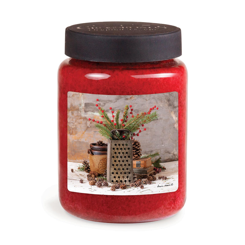 CROSSROADS ORIGINAL DESIGNS Grater with Pine Branches and Berries Hollyberry Scented Jar Candle, 26 Oz, Home Fragrance