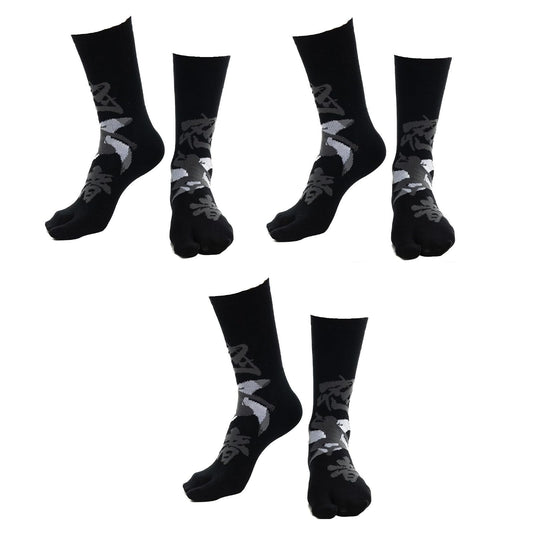 V-Toe Socks Tabi Flip Flop Big Toe Socks Orca, Unicorn, Black Fun Patterns Casual 3 Pack Pairs