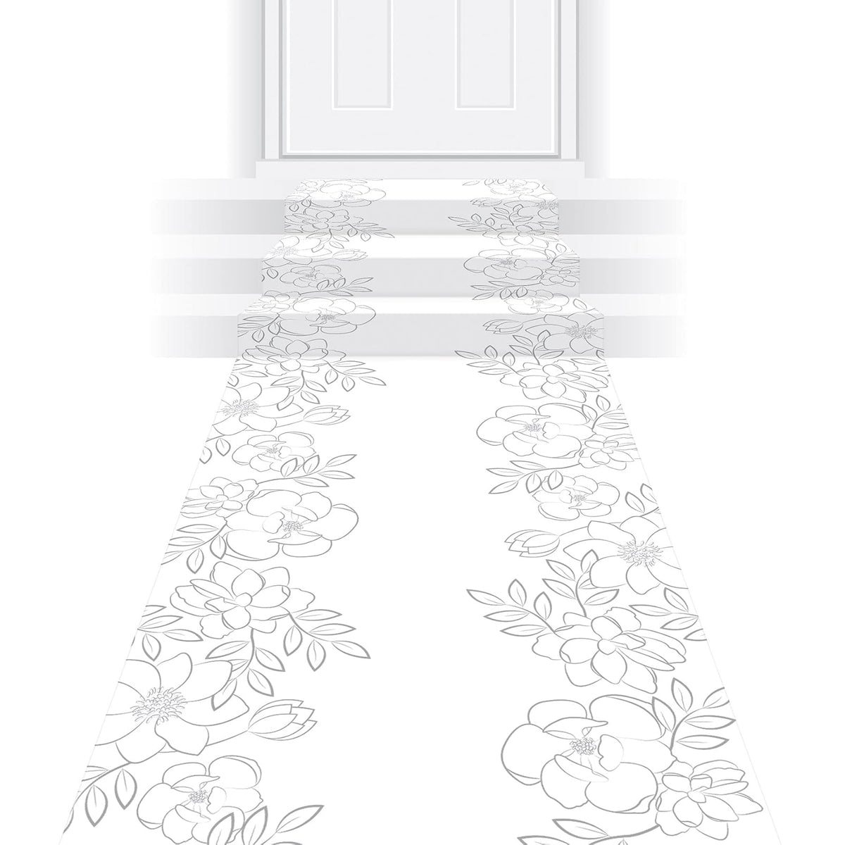 Beistle Rug, 2' x 10' (Rectangular), White/Gray