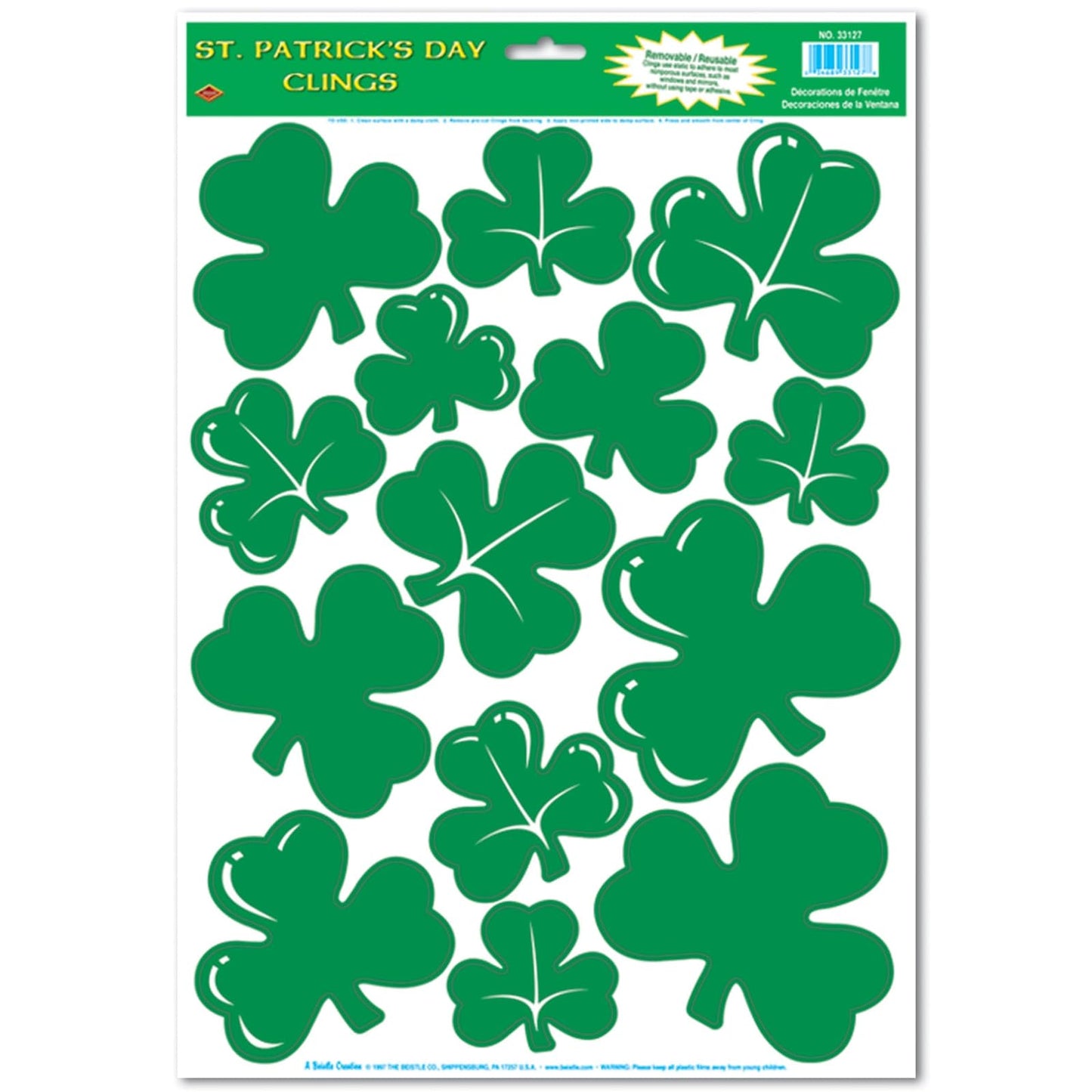 Beistle Shamrock Clings Party Accessory (1 count) (14/Sh)