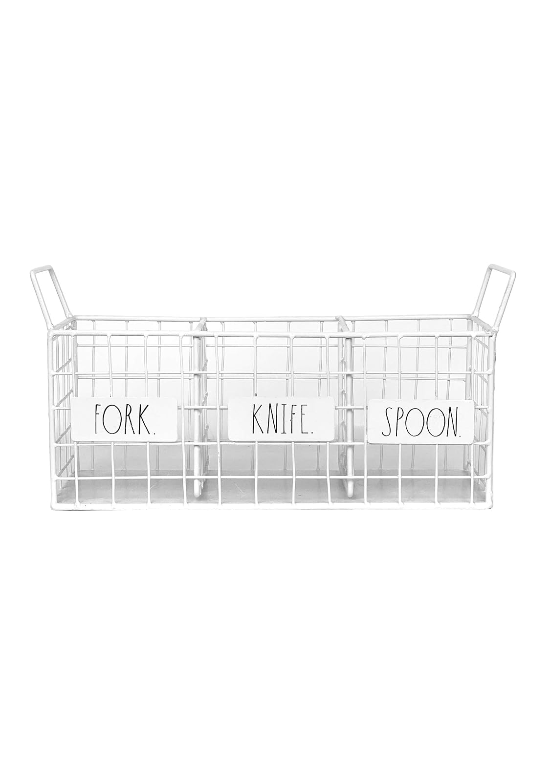 DesignStyles Rae Dunn 3 Section Utensil Holder ‚Äì Metal Wire Basket Organizer for Silverware and Kitchen Accessories - Storage Spoon, Knife, Fork - Rustic, Schoolhouse, Farmhouse, Vintage Home D√©cor