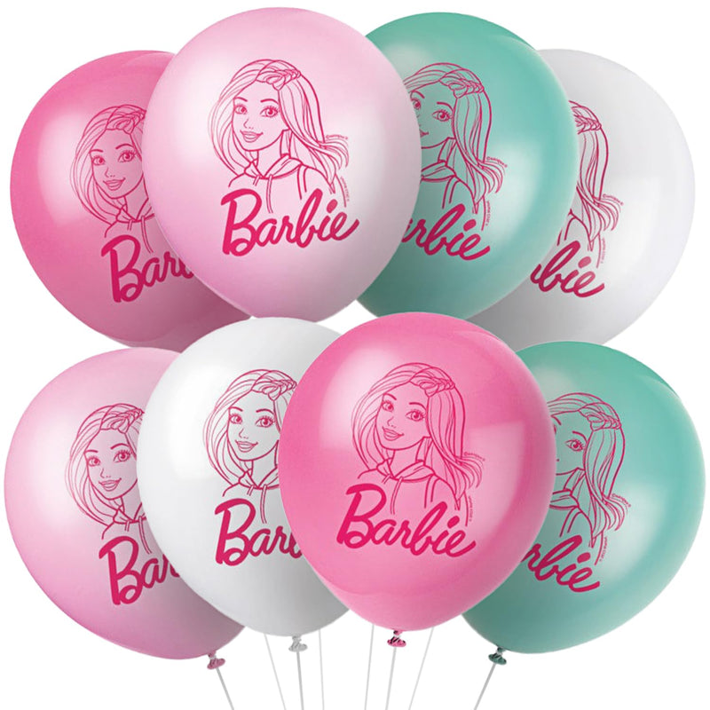 Barbie Assorted Colors 12" Latex Balloons - 8ct
