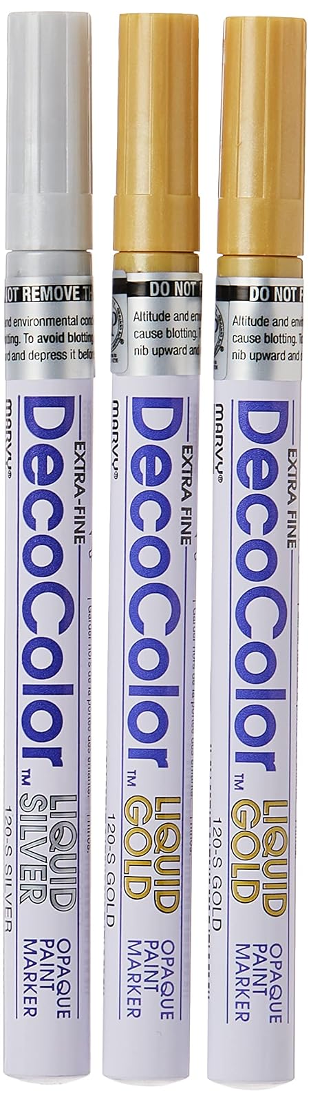Uchida of America 1234-3C DecoColor Extra Fine Point Pen, Silver/Gold, 3-Pack