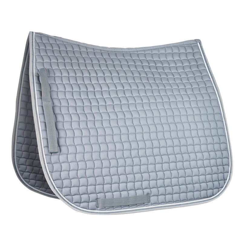 HORZE Adepto Quilted Quick-Dry Dressage Saddle Pad for Horses with Two-Tone Trim - Steel Grey - Horse