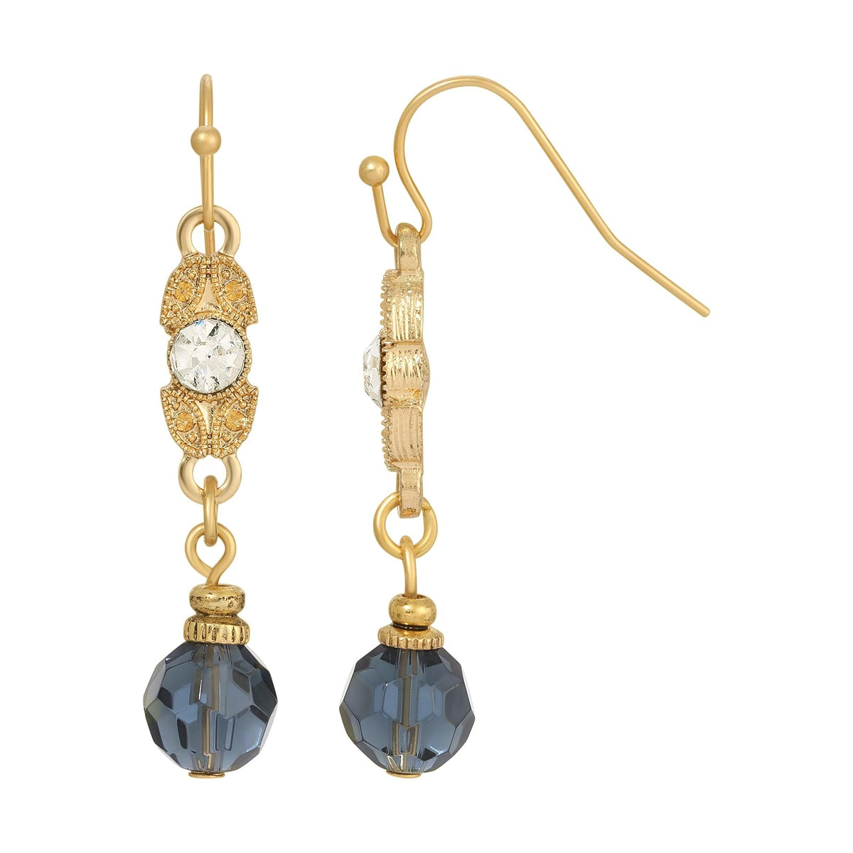 1928 Jewelry Company Earring, 1.71"L x 0.3"W, Montana Blue