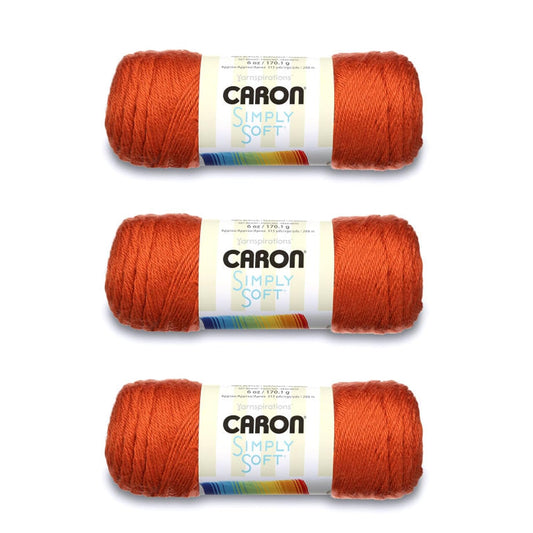 Spinrite Yarns (CA) Caron Simply Soft Solids Yarn, 6oz, Gauge 4 Medium, 100% acrylic - Pumpkin - Machine Wash & Dry