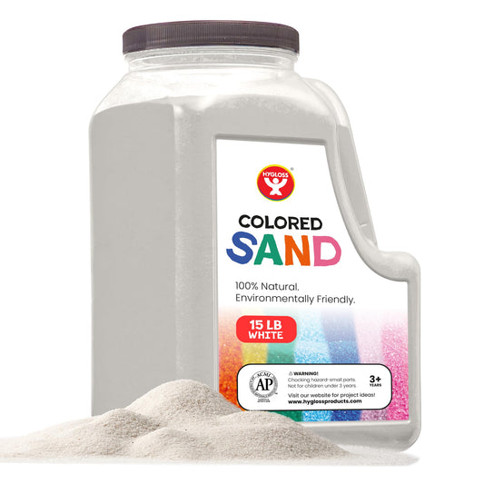 Colored Sand for Sand Art - Sand for Crafts - Vibrant Color Play Sand - Safe for Ages 3+ Fine Colorful Sand for Plants - Classroom Arts & Crafts for Kids 4 5 6 7 8 9 10 11 12 - 15 lb. Bottle, White