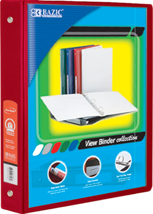 BAZIC 1.5" Red 3-Ring View Binder w/2-Pockets