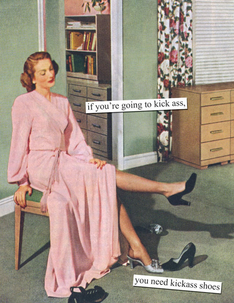 Anne Taintor Birthday Cards Funny Vintage Retro Greeting Card for Her, 4.25" x 5.5", You Need Kickass Shoes