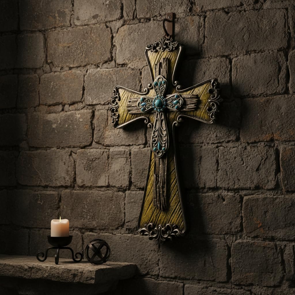 Comfy Hour 12 Inch Wall Cross for Home Decor, Ornate Scrollwork