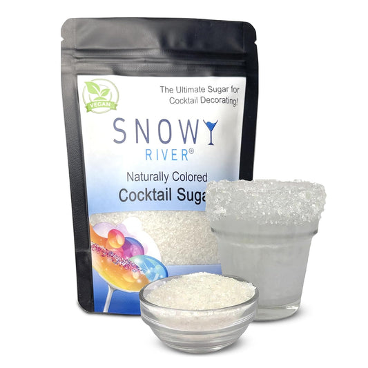 Ultimate Baker Snowy River Pearl Cocktail Sugar - Kosher Certified Naturally Colored Pearl Shine Cocktail Rimmer (4oz, Large Crystal)