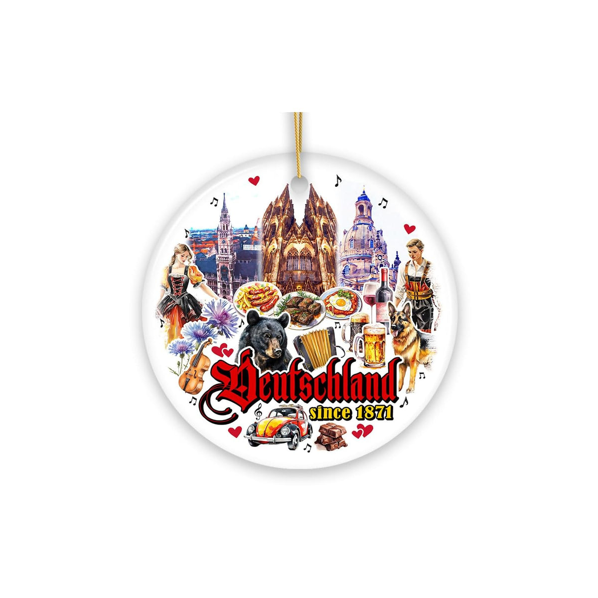 OrnamentallyYou Hanging Ornament, 3 inches, Artistic Germany Landmarks Ornament