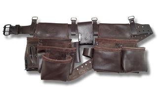 Graintex OD2222:: 10 Pocket Framers Tool Belt Premium Oil Tanned Leather with 2.3/4” Leather Belt for Constructors, Electricians, Plumbers, Handymen
