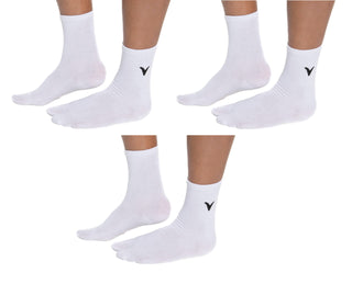 V-Toe Split Toe Flip-Flop Socks - Tabi Premium Cotton Blend Men & Women Sock - Men's Japanese Toe Separated White Crew - 3 Pairs Pack